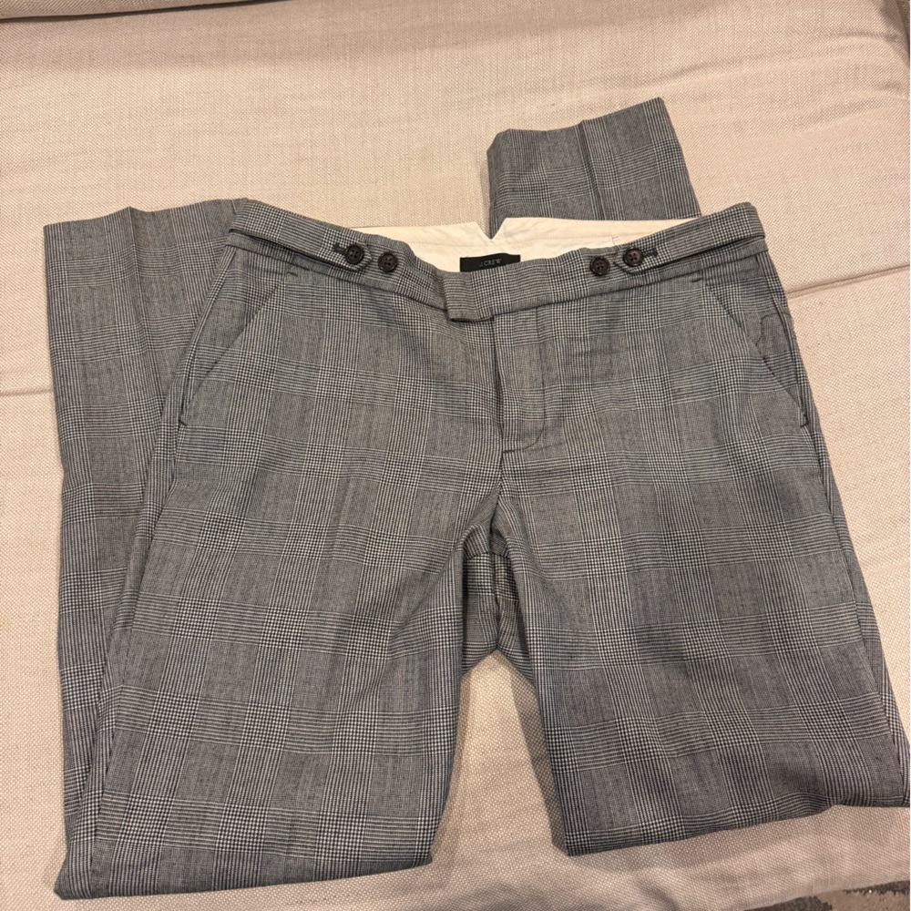 Straight leg pant wool glen plaid